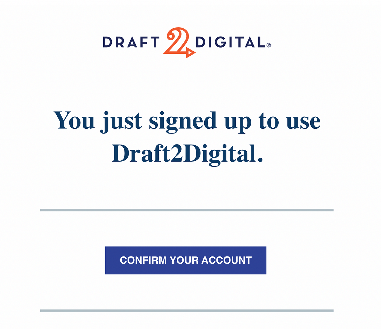 ایمیل تایید Draft2Digital.